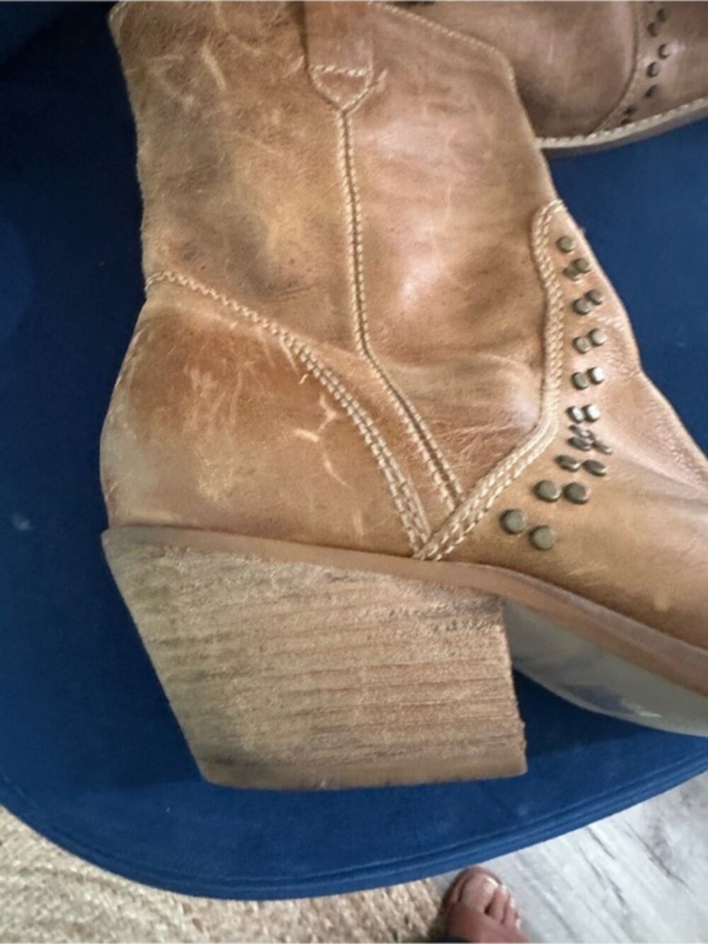 Penny Loves Kenny Studly Do Right Brown Leather Studded Boots Sz 9M Western Boho - Picture 7 of 13